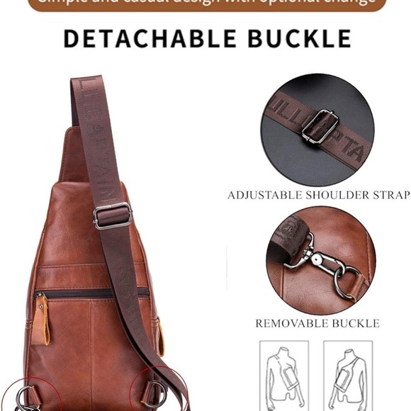 BULLCAPTAIN Genuine Leather Sling Bag with USB Charging Port - Picture 7 of 16